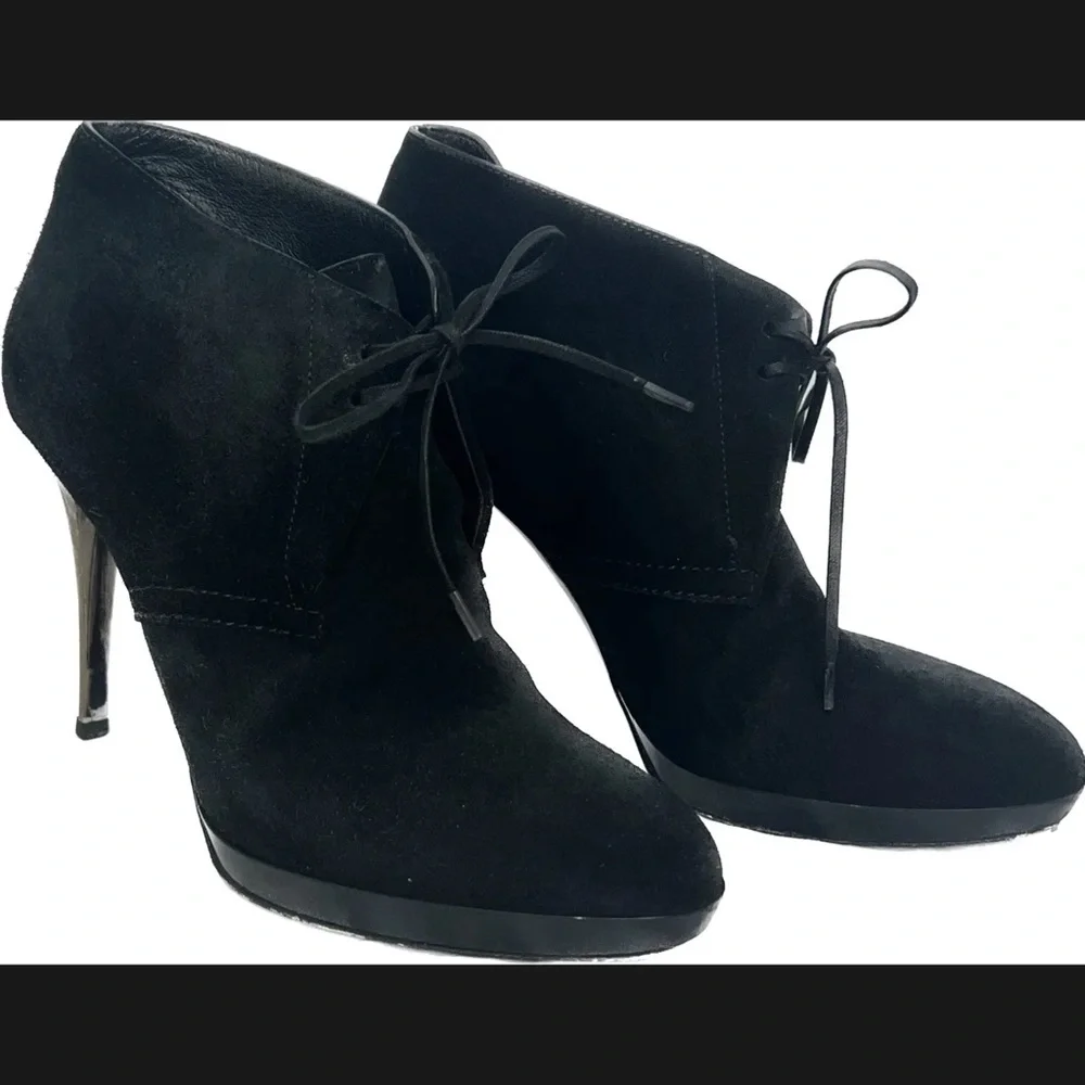 BURBERRY PRORSUM Black Suede English Icons Tanfield 110 BOOTS Size 38 - Picture 7 of 9